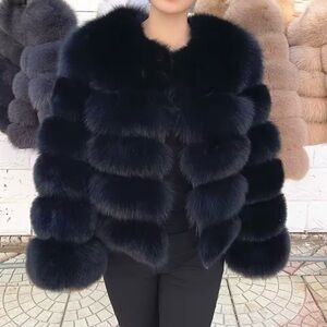 Luxurious Black Fox Fur Jacket